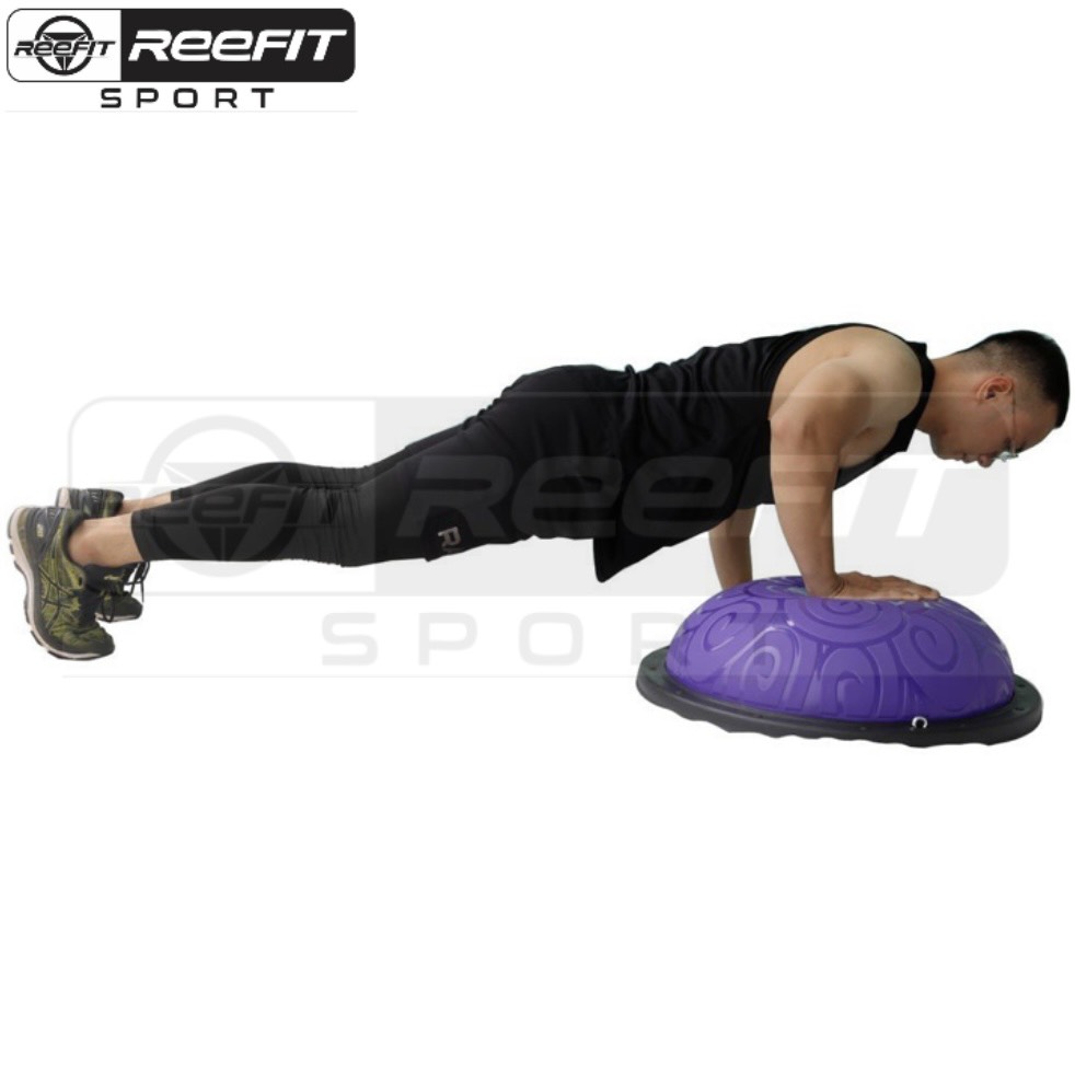 Bóng Bosu Ball 58cm bóng cân bằng dùng tập Yoga tại nhà siêu dày chống nổ có dây band kháng lực màu tím