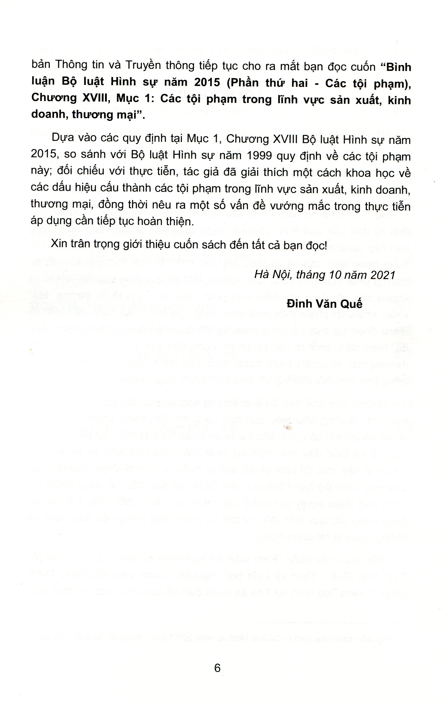 Bình Luận Bộ Luật Hình Sự Năm 2015 - Phần Thứ 2: Các Tội Phạm - Chương XVIII - Mục I: Các Tội Phạm Trong Lĩnh Vực Sản Xuất, Kinh Doanh, Thương Mại (Bình Luận Chuyên Sâu)