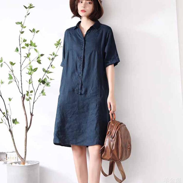 Đầm s;uông linen cổ đức trẻ trung không kén dáng mặc, chất vải linen mềm mát, thời trang xuân hè 2021