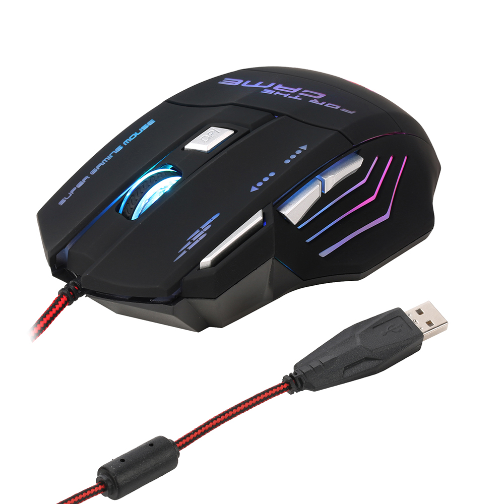 HXSJ S300 Ergonomic Wired Gaming Mouse Colorful Breathing Light Gaming Mouse with Adjustable DPI for High-end Players