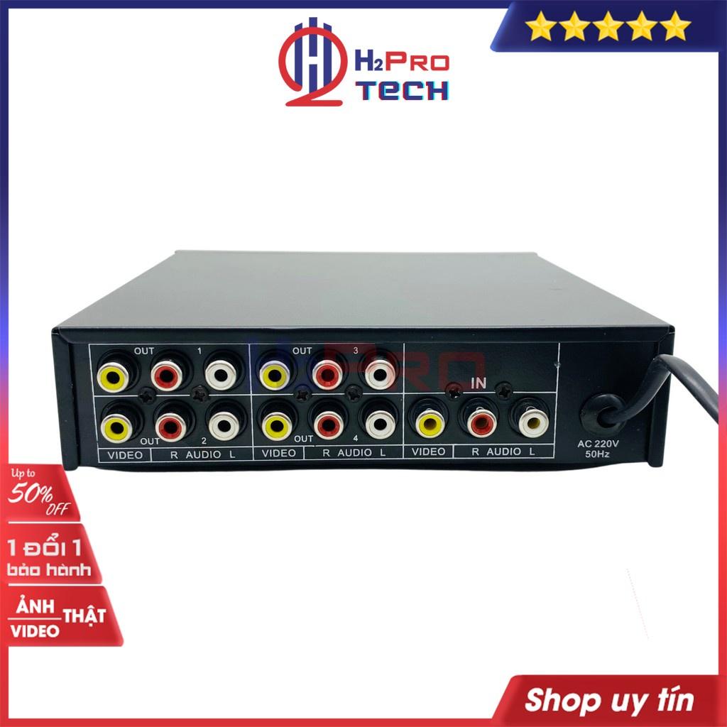 Bộ Chia Av 1 Ra 4 Vsp4, Bộ Chia Tín Hiệu Av (Video &amp; Audio) 1 Ra 4 Cao Cấp, Âm Thanh Đầu Ra Không Thay Đổi-H2Pro Tech