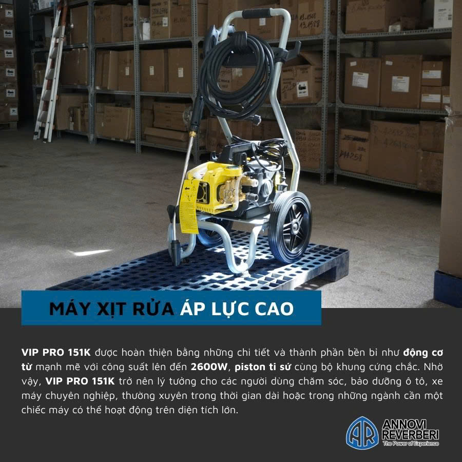Máy xịt rửa xe chuyên dụng Annovi Reverberi VIP Pro 151K motor từ, áp lực 150BAR, 2600W- Hàng chính hãng