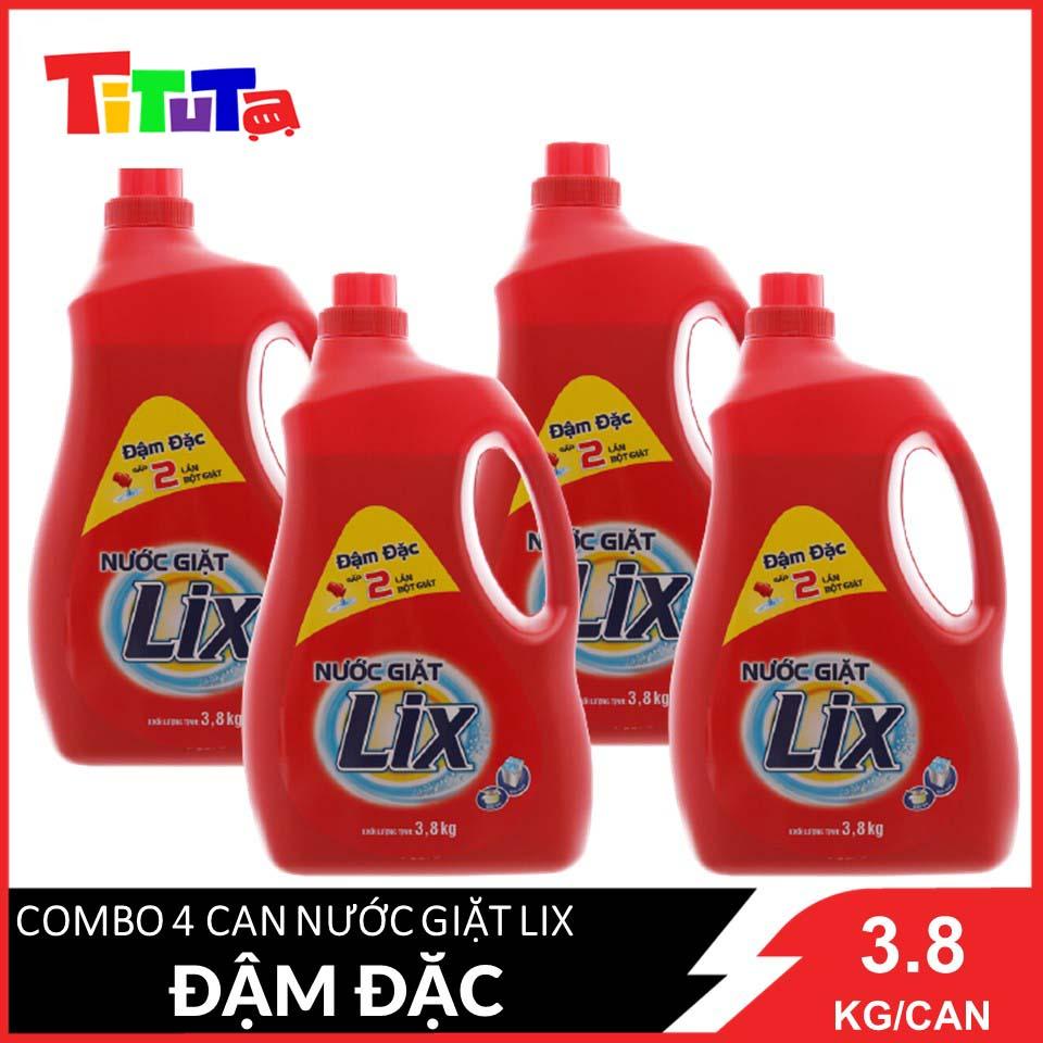 COMBO 4 Chai Nước giặt LIX Đậm đặc (Đỏ) 3.8KGX4