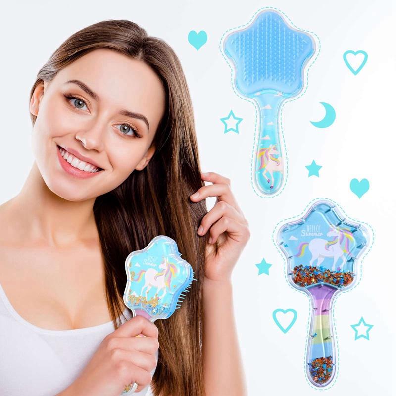 LƯỢC CHỐNG RỐI HÌNH PONY NGÔI SAO CÓ KIM TUYẾN BẰNG NHỰA HÌNH NGẪU NHIÊN