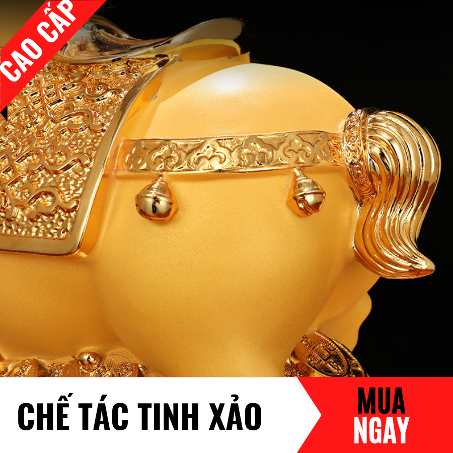 Tượng Ngựa Trang Trí Đựng Tiền Bằng Vàng Cát Mỹ Nghệ Cao 31cm