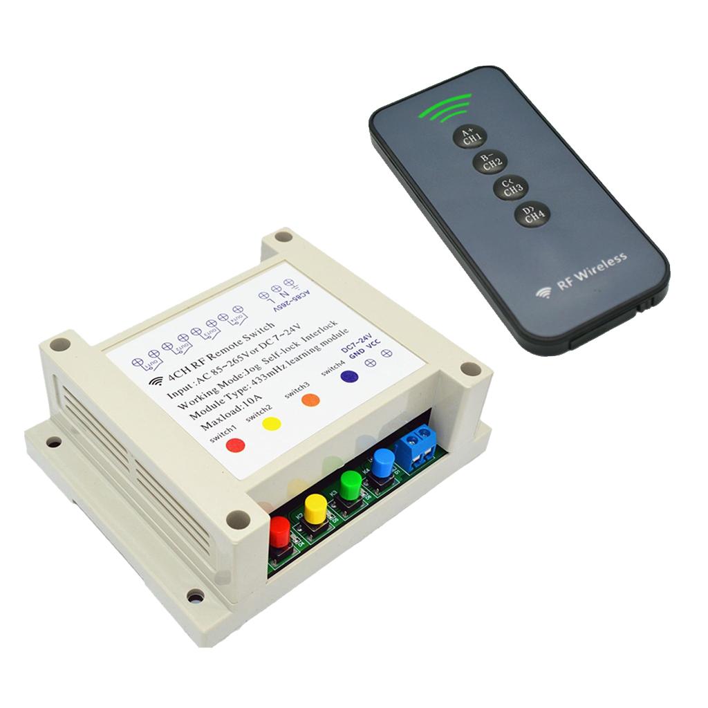 4 Key 4 Channel 433MHz Wireless Remote Intelligent Switch Controller