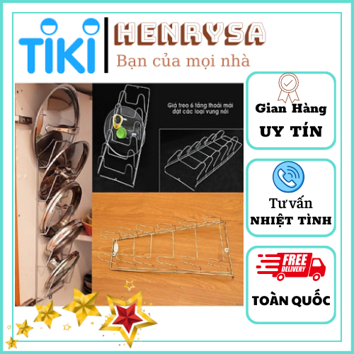 Giá treo nắp nồi để vung xoong nồi inox nhiều tầng cao cấp - HENRYSA