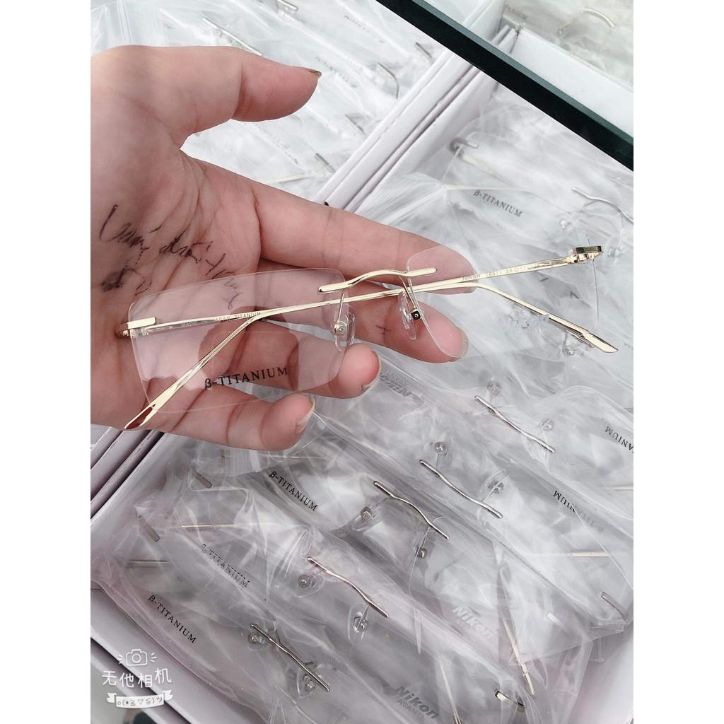 Gọng kính khoan  Titanium doanh nhân sang trọng KT100UNIQUI phủ Crom chống bay màu