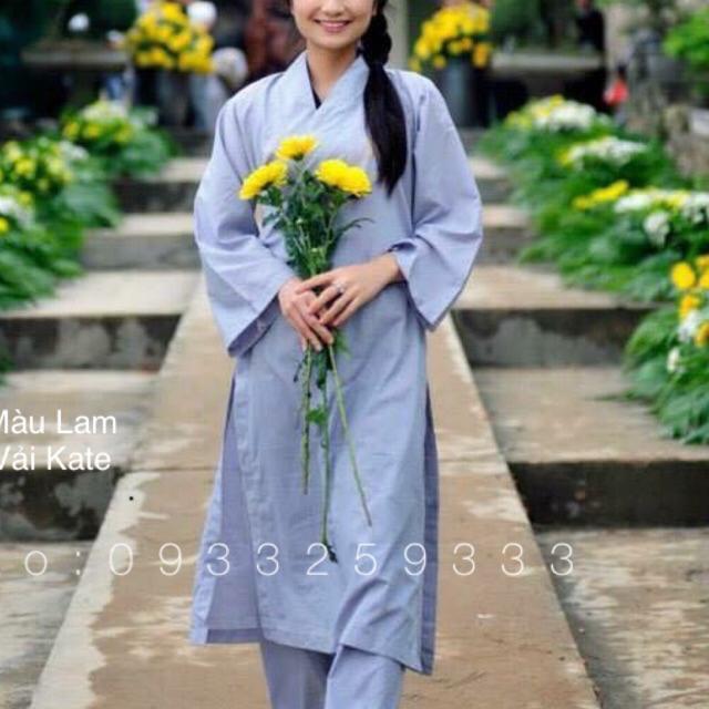 Đồ Lam Đi Chùa # Áo Tràng # Nam Nữ - Lam KateKhôngThêuSen,Size 6- 70kí Trở Lại