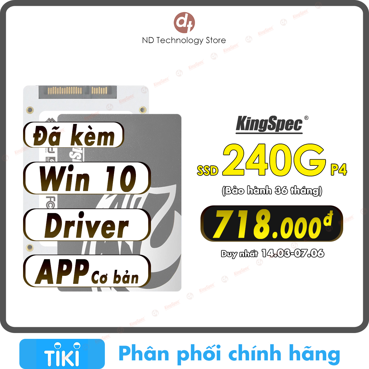 Ổ cứng SSD KingSpec 240GB / P4-240 đã gồm Windows 10 - Hàng Chính Hãng