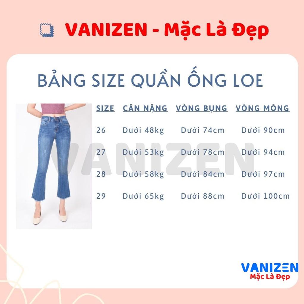 Quần jean nữ ống loe đẹp lưng cao cạp cao xước nhẹ hàng hiệu cao cấp mã 409 VANIZEN