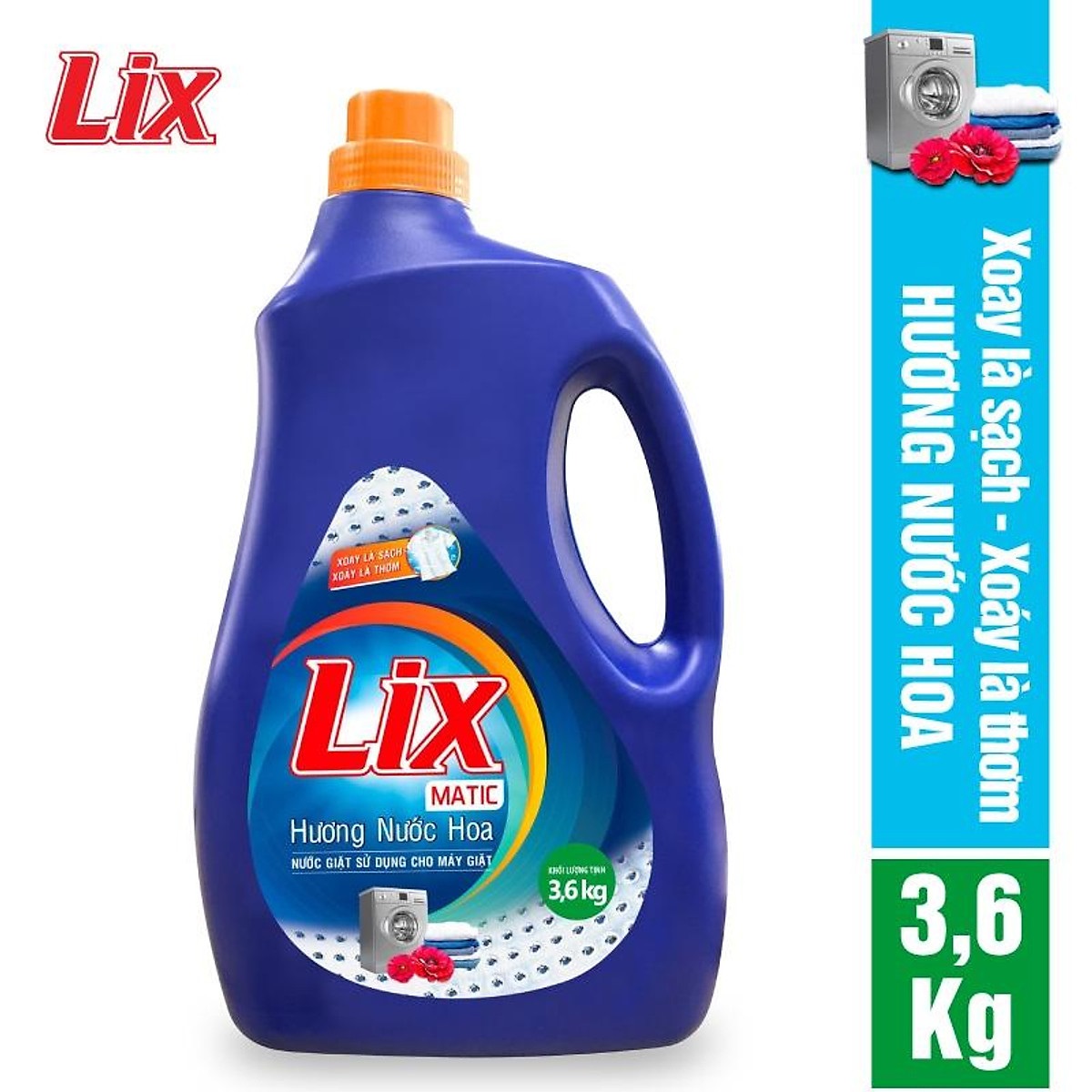 Nước giặt Lix Matic hương nước hoa 3.6Kg NGM40 - Dành cho máy giặt cửa trước