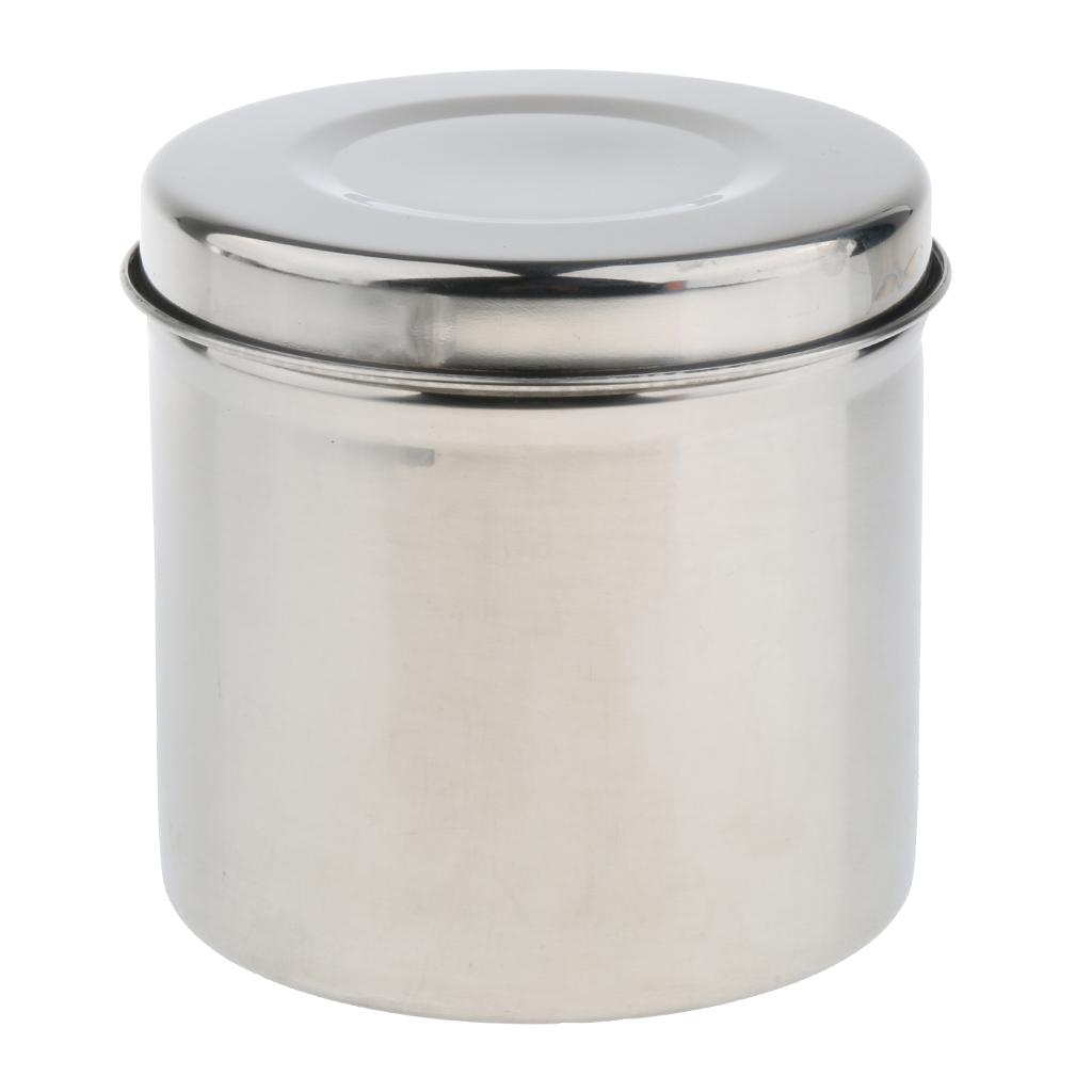 Premium Stainless Steel Cotton Medicine Disinfection Tank Alcohol Sterilizing Container Box Jar with Cap - Dia 8-12cm