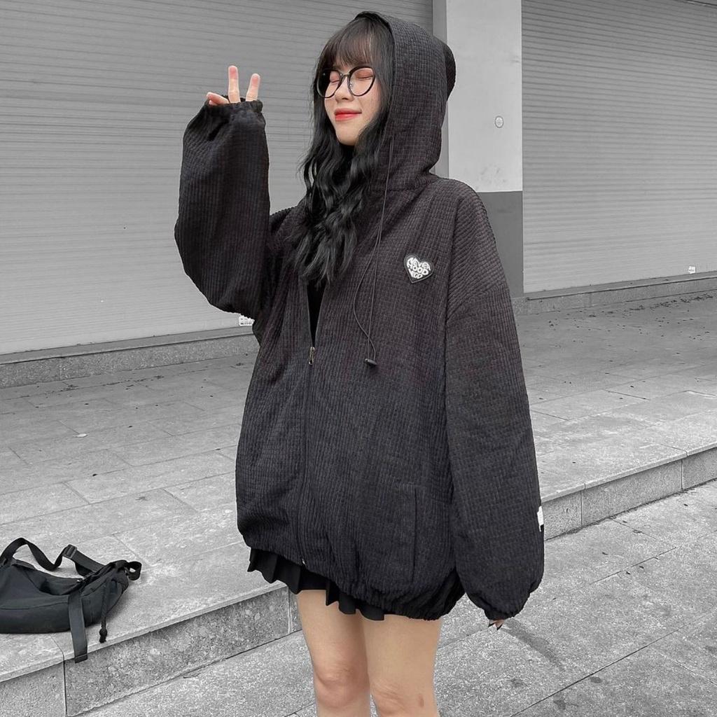 Áo Khoác Dây Kéo VIGO Jacket Vải Nhung Nổi Form Rộng Ulzzang Unisex
