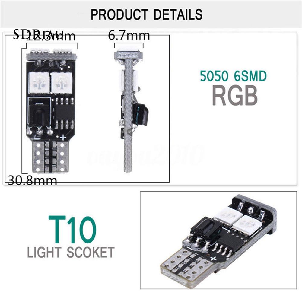 2 đèn led T10 SMD 5050 RGB cho xe hơi kèm điều khiển từ xa tiện dụng