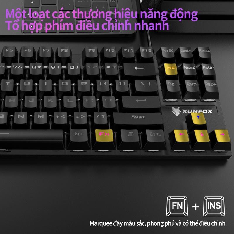 Bàn phím cơ K80 có dây trục màu xanh lá cây, bề mặt kim loại phát sáng dùng cho laptop máy tính cây chơi game