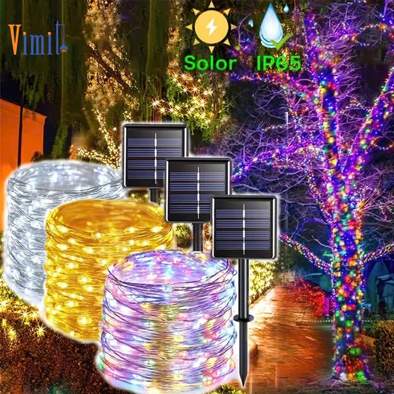 DÂY ĐÈN LED NHIỀU MÀU 20M DÙNG NĂNG LƯỢNG MẶT TRỜI – TRANG TRÍ SIÊU ĐẸP