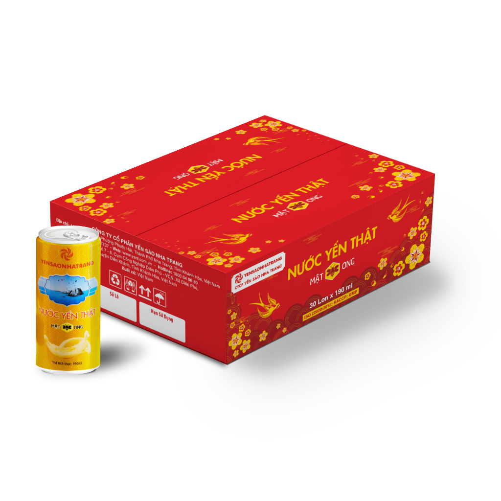 Khay 30 Lon Nước Yến Thật Mật Ong Yền Sào Nha Trang 190ml