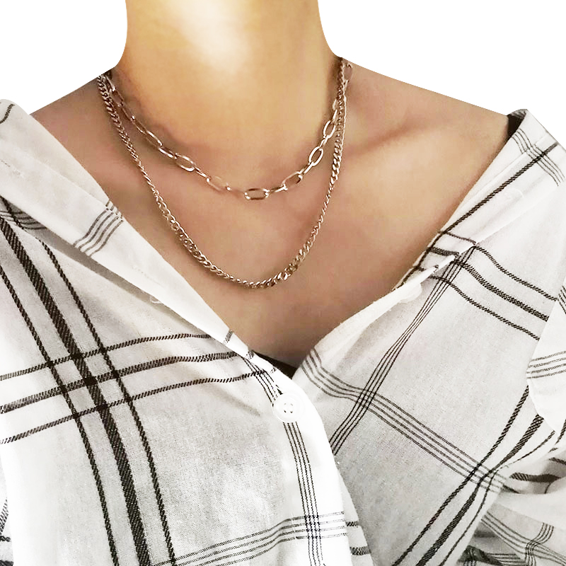 Vòng cổ đôi đơn giản phong cách ngắn Niche cá tính hoang dã dây chuyền xương đòn thời trang