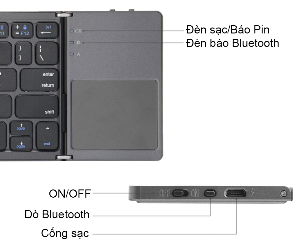 Bàn Phím Bluetooth có mặt di chuột cho Laptop tablet điện thoại AB033