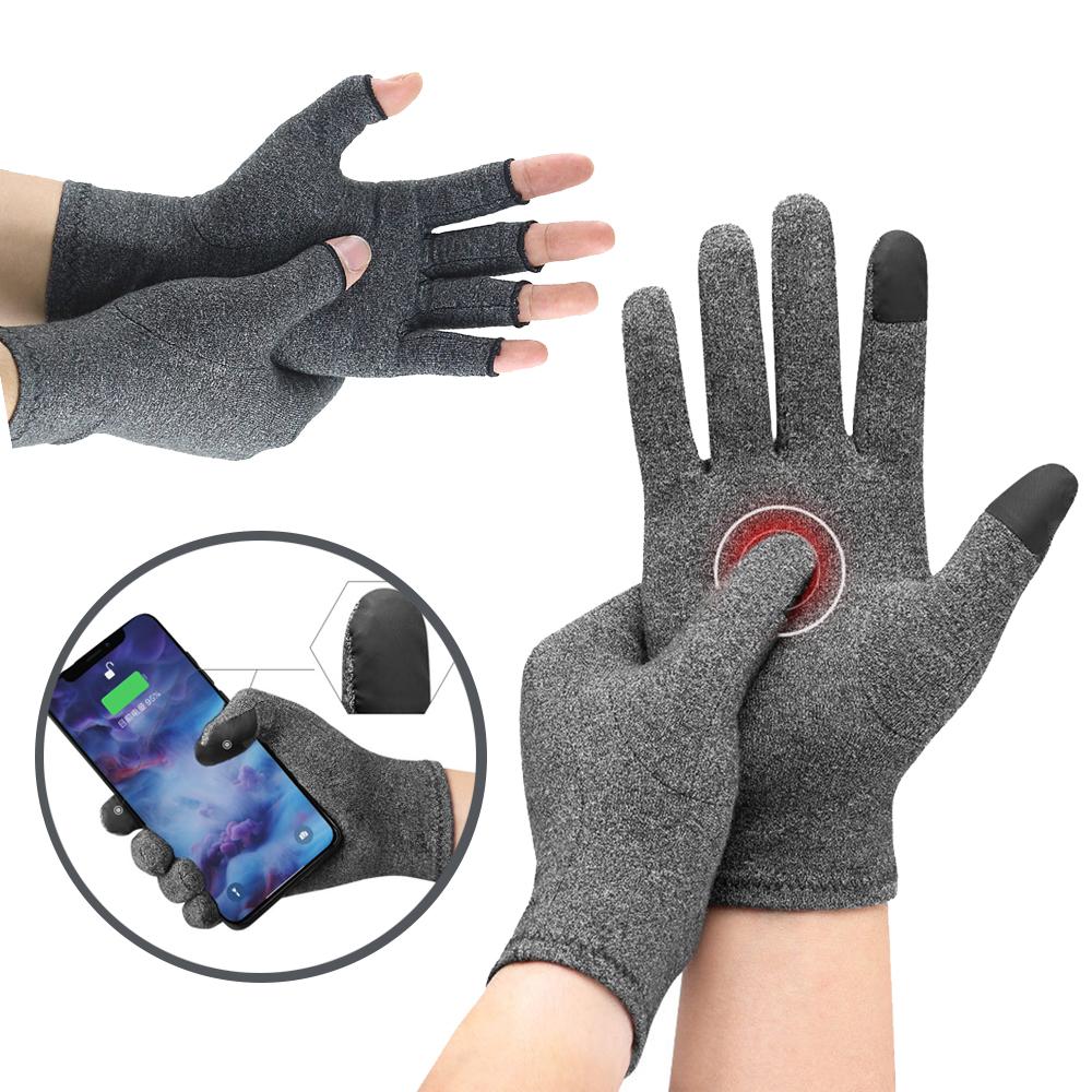 1 cặp nén viêm khớp Găng tay Cổ tay Hỗ trợ cotton đau khớp tay Niềng tay nam giới trị liệu Color: Half Finger Size: L