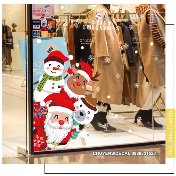 Decal trang trí tường Noel - 4 Noel Trắng Đỏ Xin Chào