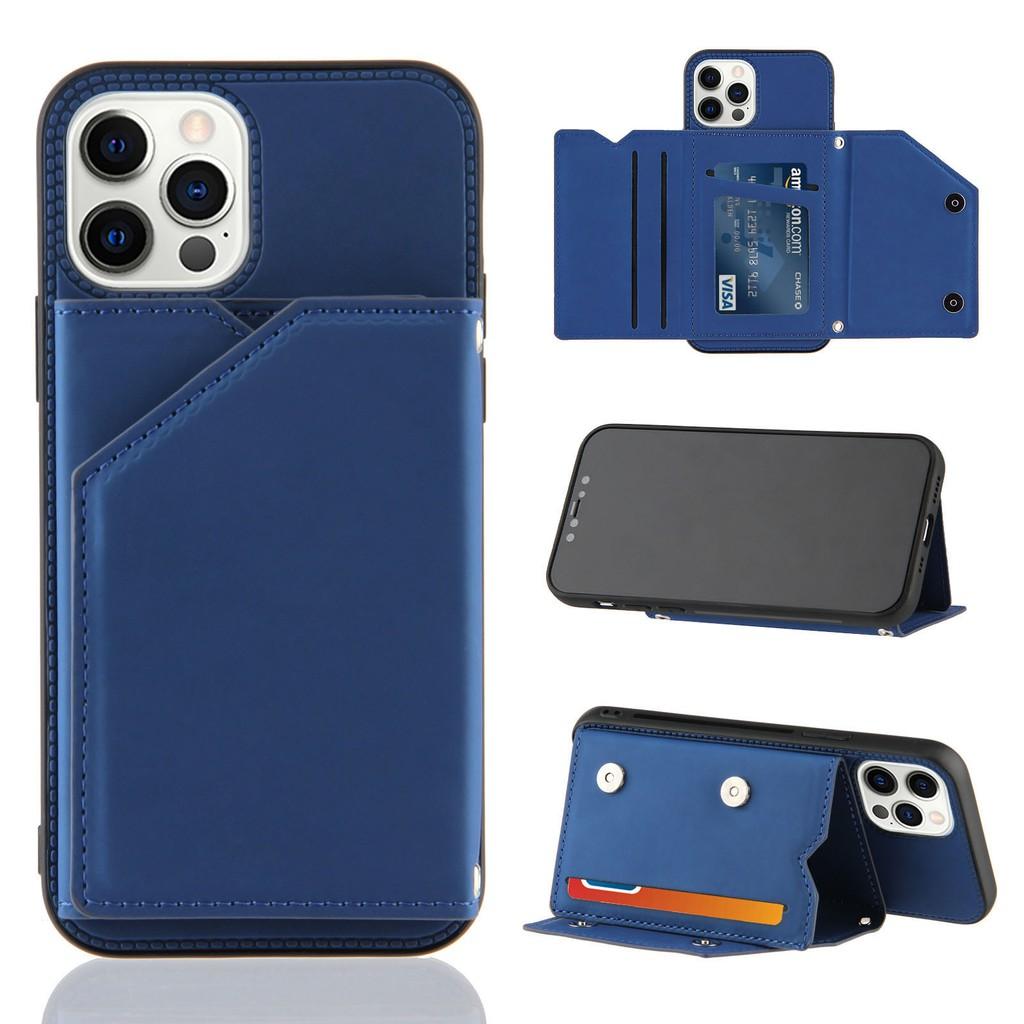 Ốp điện thoại da dạng ví màu trơn có giá đỡ cho iPhone 12 Pro Max 12 Mini iPhone 11 Pro Max XR XS Max 7 8 SE 2020