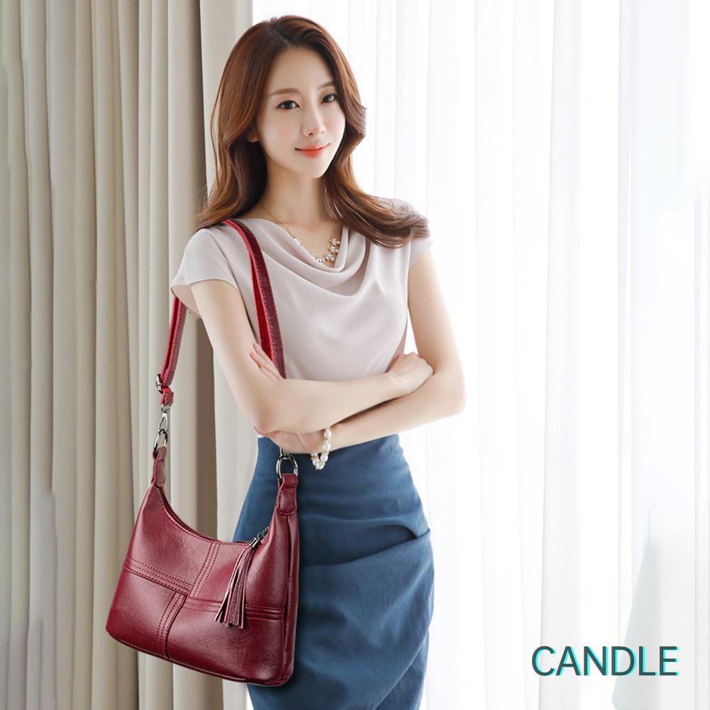 Túi Đeo Chéo Da Pu Mềm Phối Tua Rua Xinh Xắn Cho Nữ