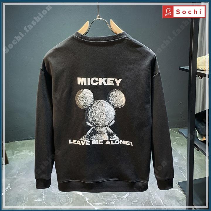 Áo thun dài tay nam, áo thu đông thời trang Hàn Quốc in hình Mickey mã SW639
