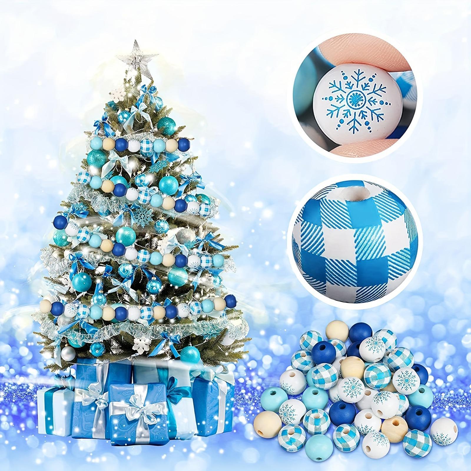50x Winter Wooden Beads Loose Spacer Beads Decoration Kids Adults Snowflake Craft Beads for Jewelry Making Findings Bracelets