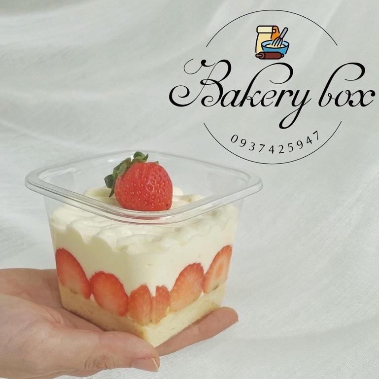 B10-08 | Set 50c Hộp Nhựa Vuông Đựng Bánh Lạnh - Bánh Mousse - Tiramisu - Rau Câu