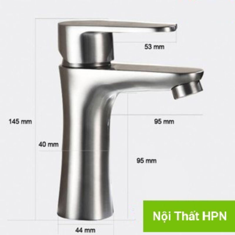 Vòi Lavabo Nóng Lạnh tròn INOX SUS 304 Đúc nguyên khối cao cấp LE07.Tặng kèm 2 dây cấp
