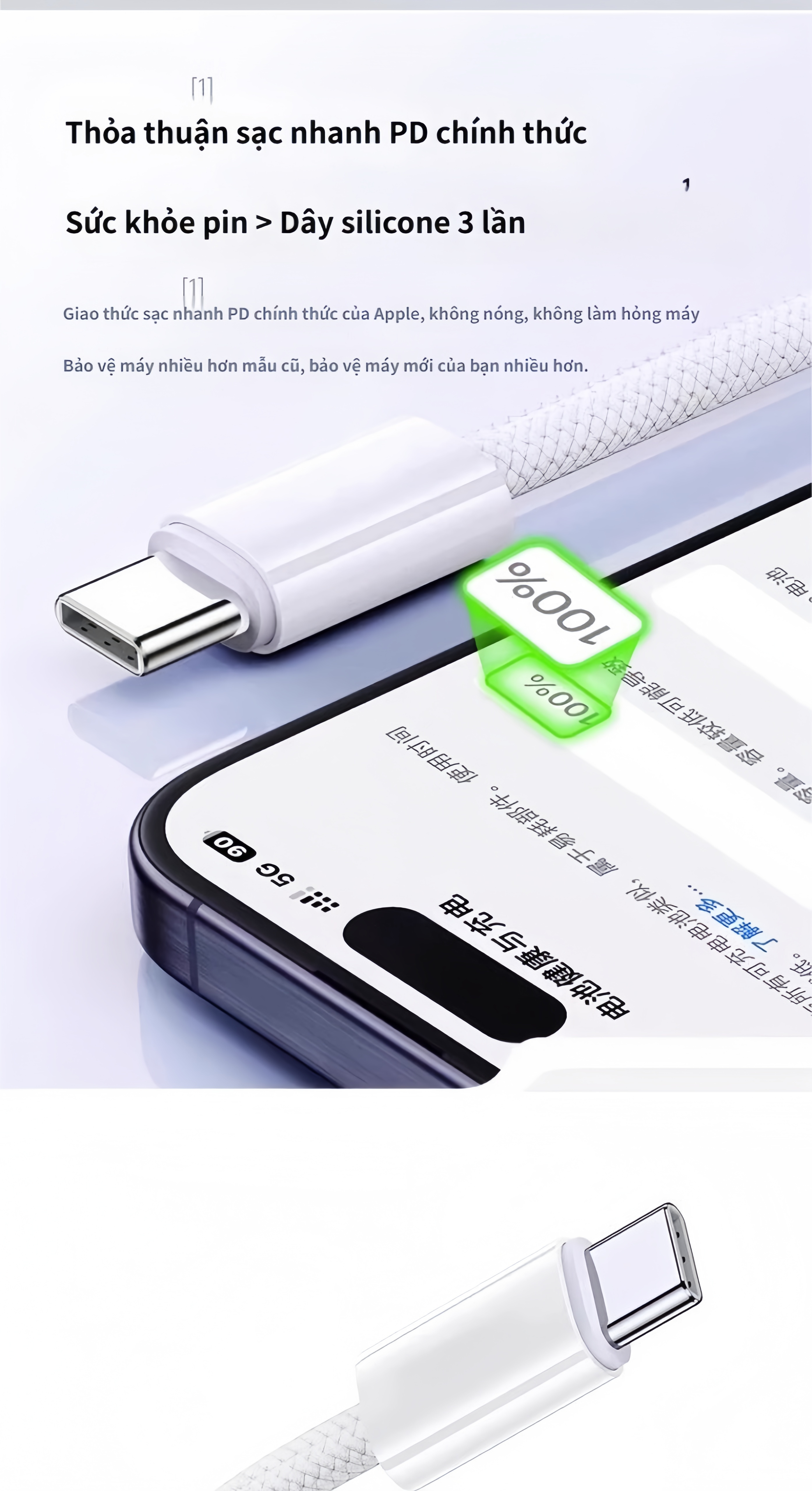 Bộ dây và củ sạc nhanh 35w type C dùng cho IP 17, 16, 15, Galaxy Note10 Plus, S20 Ultra và các dòng điện thoại dùng chung cổng Type C - Hàng nhập khẩu