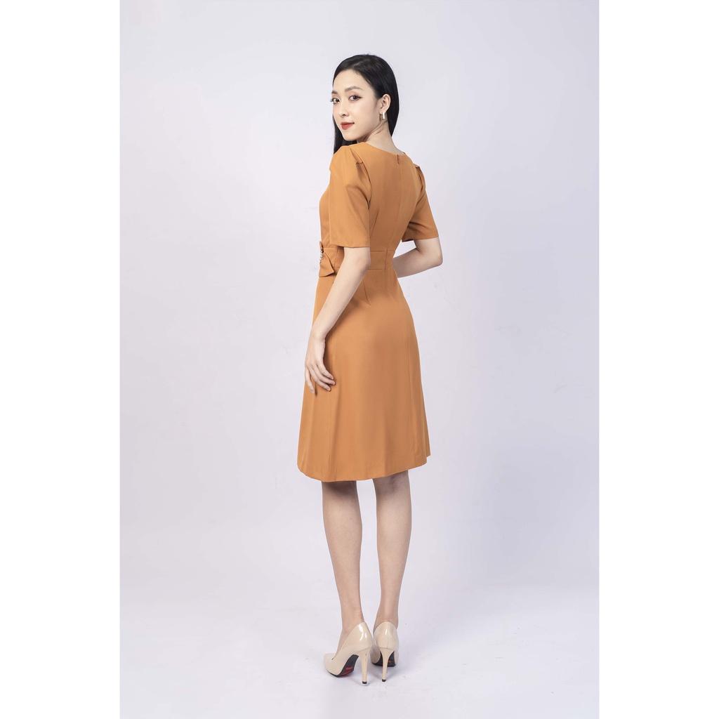 Đầm chữ A cổ tròn, tay ngắn bồng vai MMOutfit M-DA000421204