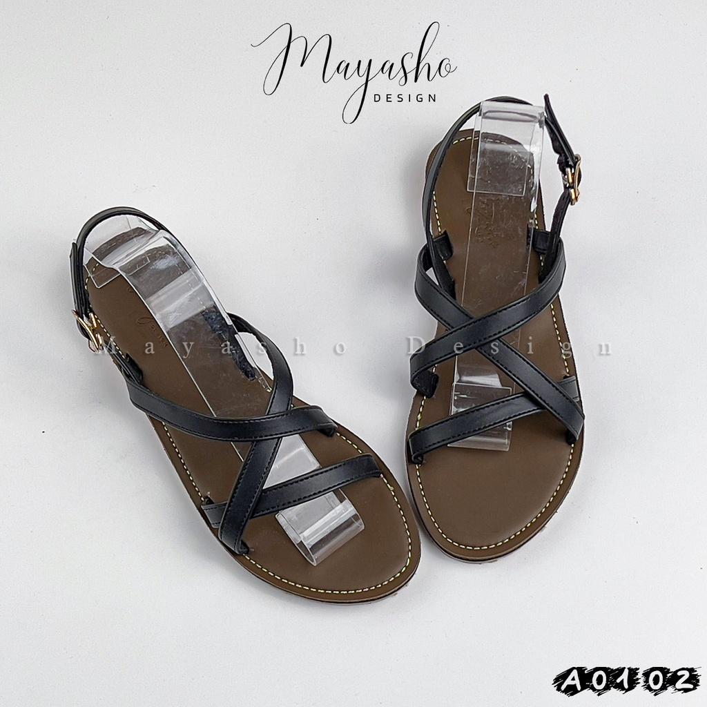 Sandal nữ đế bệt quai hậu dây mảnh, quai da mềm form ôm chân, 3 màu thời trang, - Mayasho A01