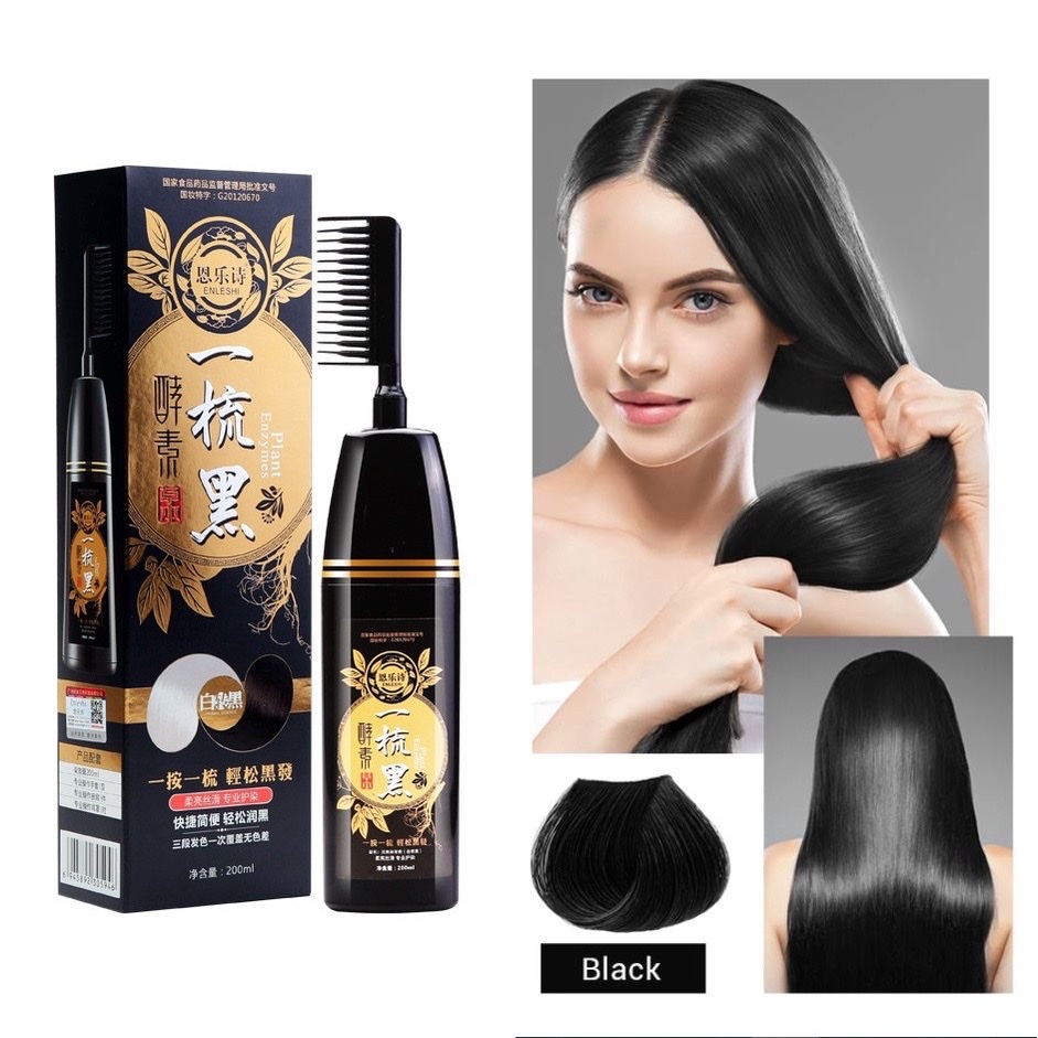 Lược  chải nhuộm tóc đen thông minh 220ml , công nghệ tiên tiến  Hàn Quốc , nguyên liệu từ thiên nhiên giúp tạo màu tóc và dưỡng tóc  ,chất liệu nhựa , răng lược đều và dày, chải đều  tóc, ,giúp bạn có thể tự nhuộm tóc cho mình một cách dễ dàng , đều màu 