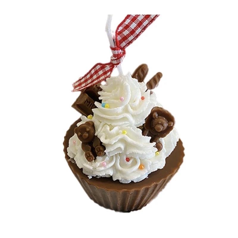 Nến Thơm Cupcake Sôcôla Phủ Kem Mix Topping Handmade, Phụ Kiện Decor Chụp Ảnh - Dory Lab