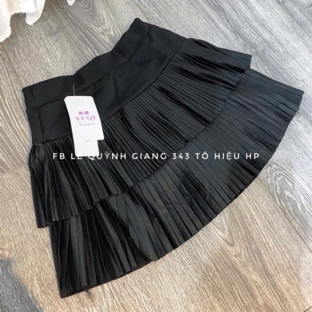 Chân váy xếp ly 2 tầng có lót quần, Chân váy tầng dáng ngắn cạp cao CV995 - NhiNhi Shop