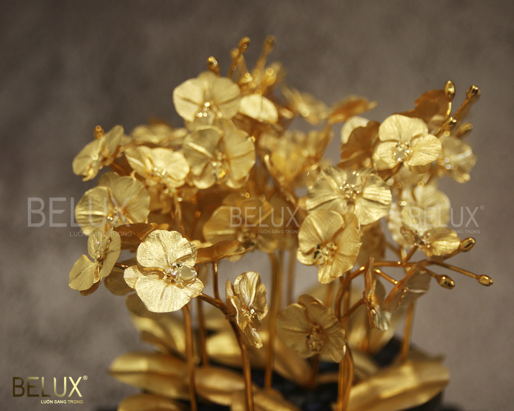 Chậu lan hồ điệp 12 cành dát vàng 24K
