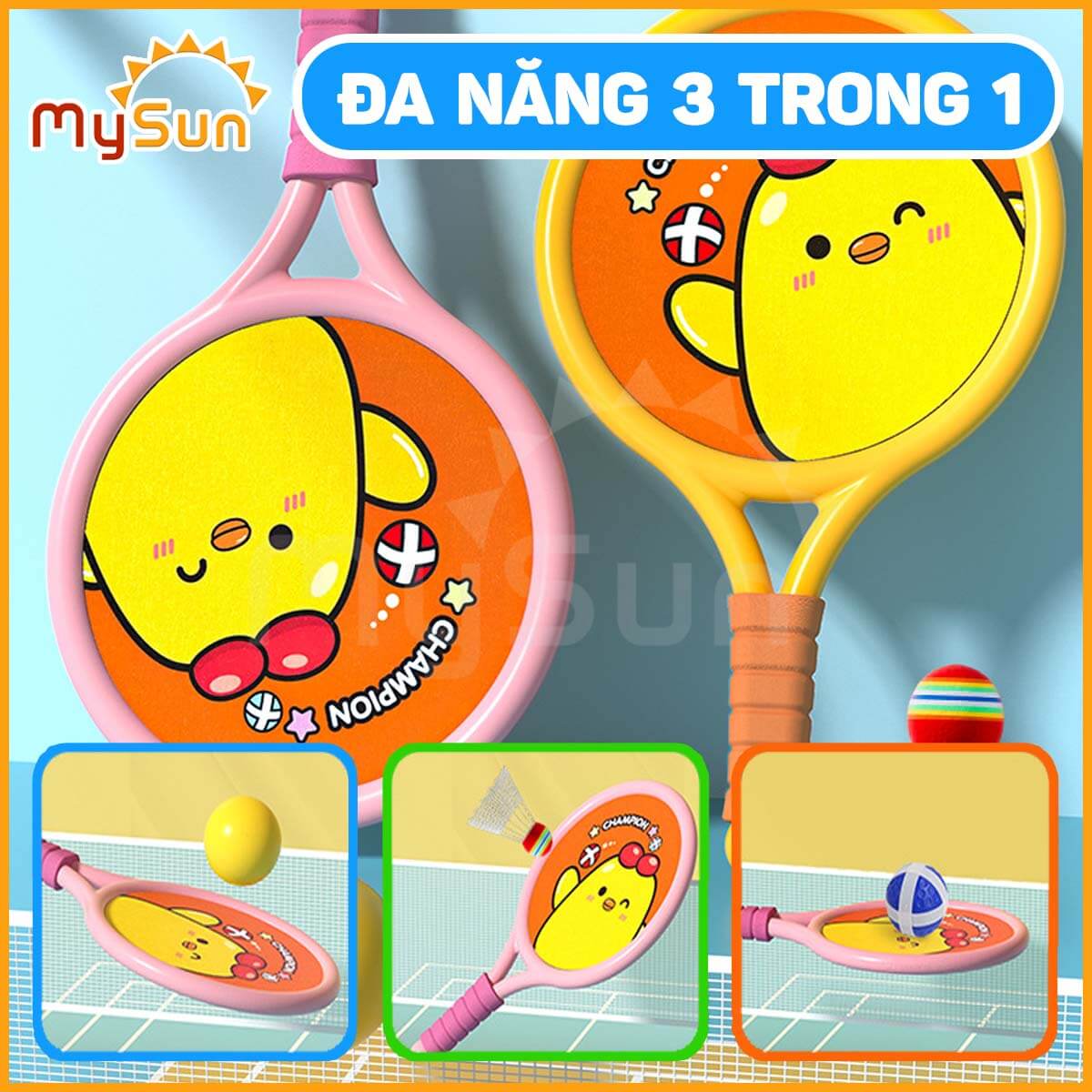 Đồ chơi vợt cầu lông Pickleball bóng bàn cho bé giá rẻ mầm non - mẫu giáo phát triển vận động ngoài trời