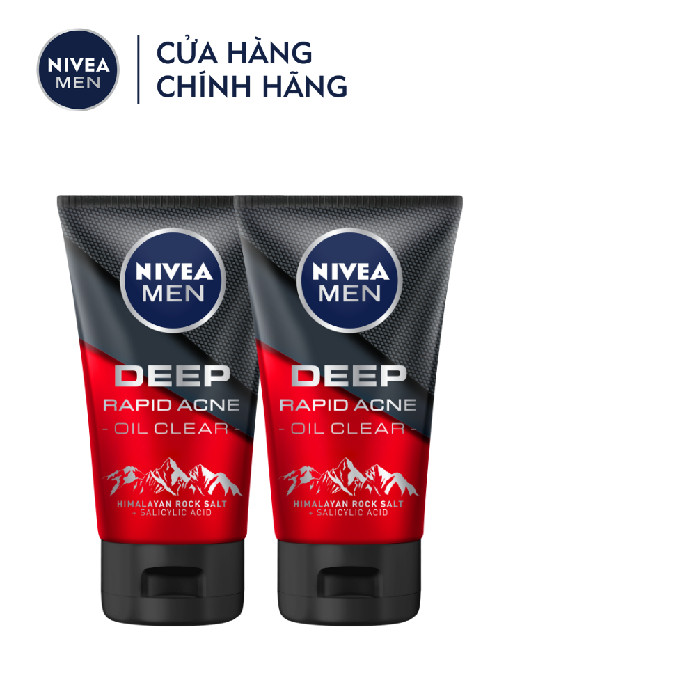 Bộ 2 Sữa Rửa Mặt NIVEA MEN Deep Giảm Mụn | Sáng Da Muối Himalaya  - 88521