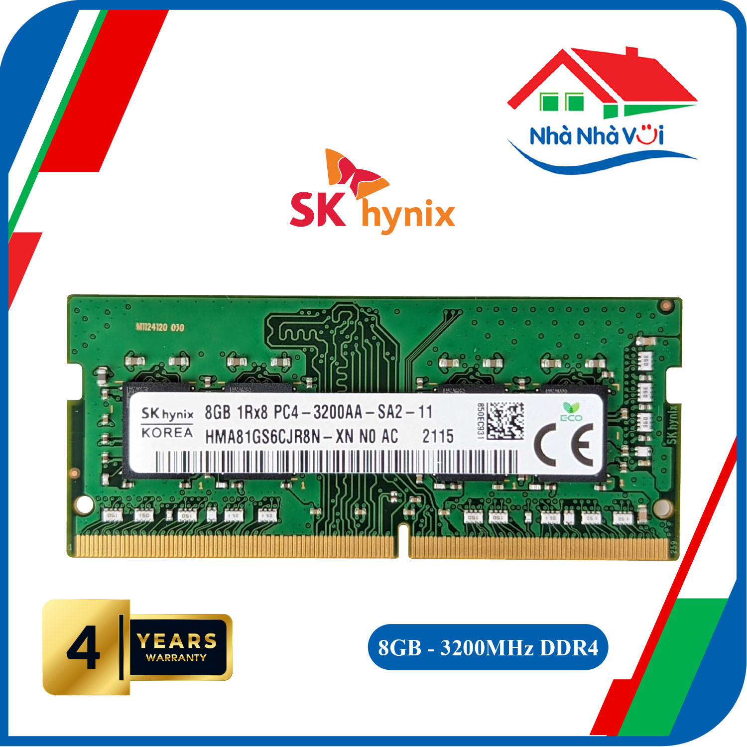 Ram Laptop SK Hynix 8GB Bus 4800 DDR5 1Rx16 - Hàng Nhập Khẩu