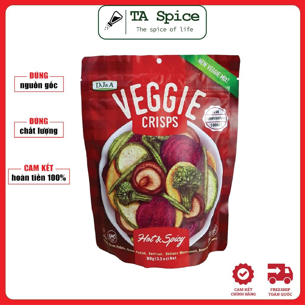 Rau củ sấy giòn ăn liền vị cay DJ&amp;A 90g - Phù hợp ăn chay, KETO - DJ&amp;A Veggie Crisps Hot &amp; Spicy