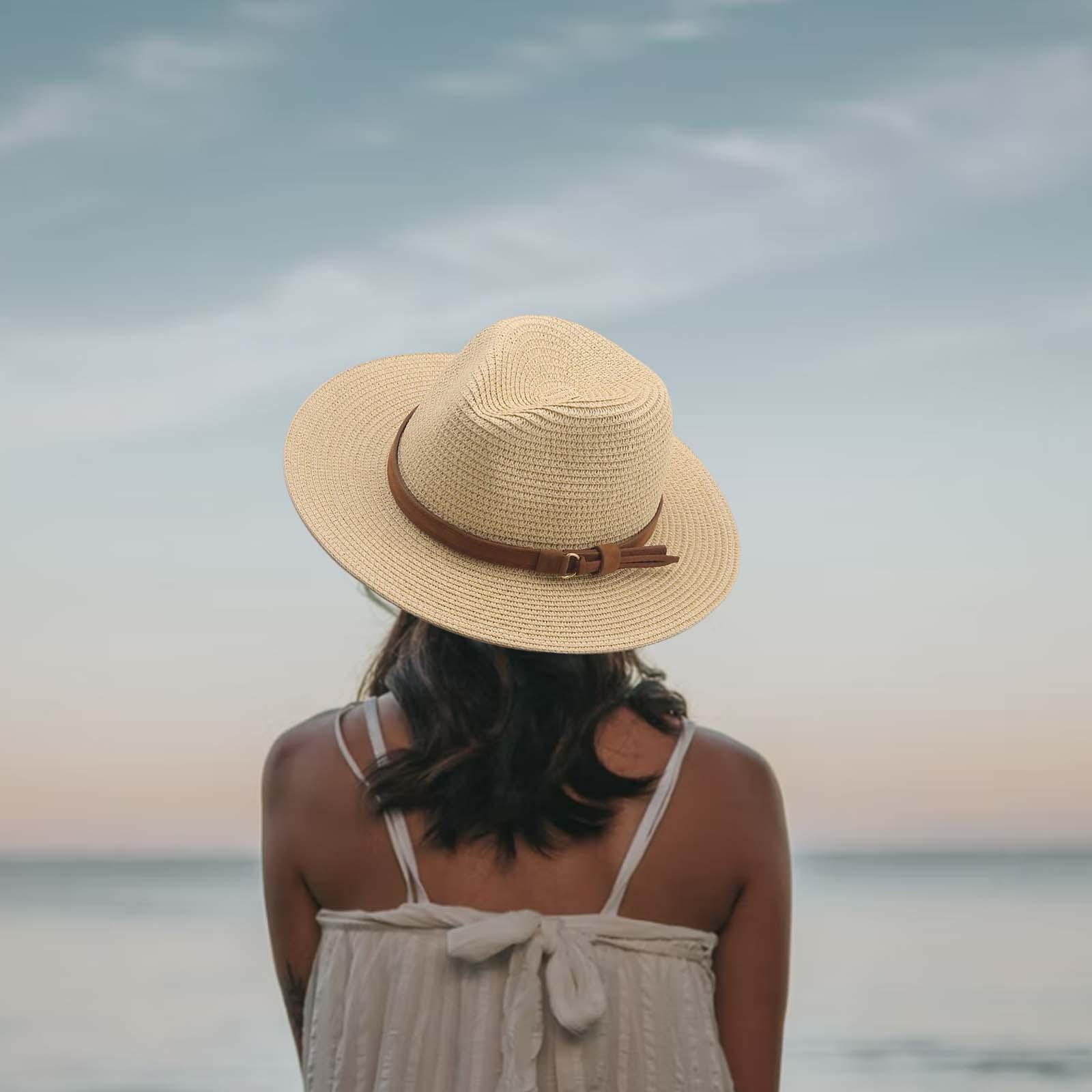 Women Men Straw Hats Panama Sunhats Beach Sun Visor UV Protective Bohemia Wide Brim Sun Hat for Travel Vacation Summer Hiking