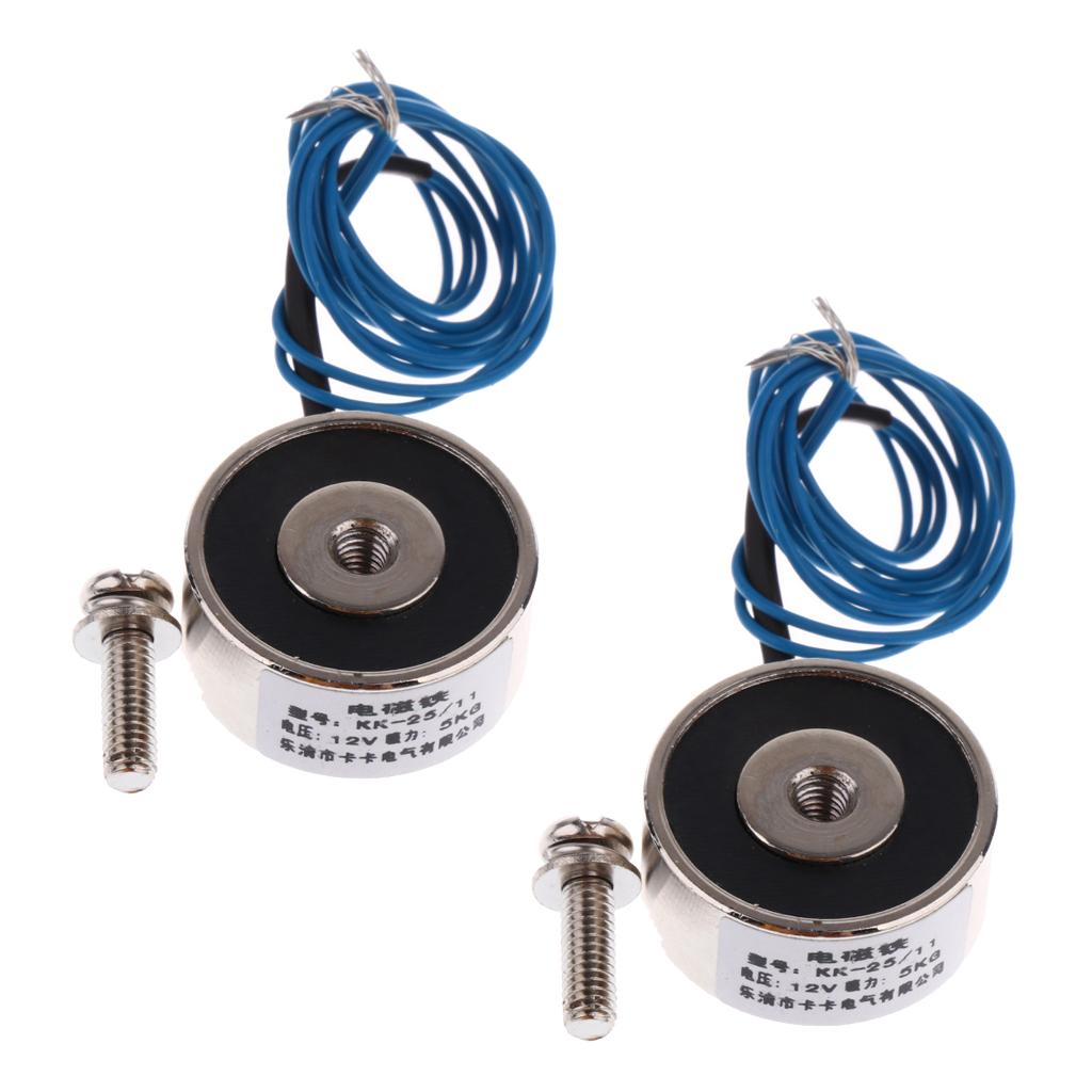 2Pcs DC 12V Ultrathin Sucker Electromagnet Lift Holding KK-25-11