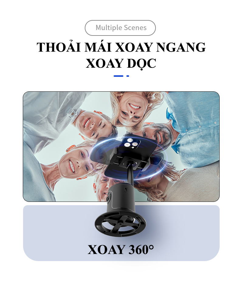 Giá đỡ điện thoại thông minh AI tự động xoay 360 độ theo dõi khuôn mặt hỗ trợ livestream, quay phim