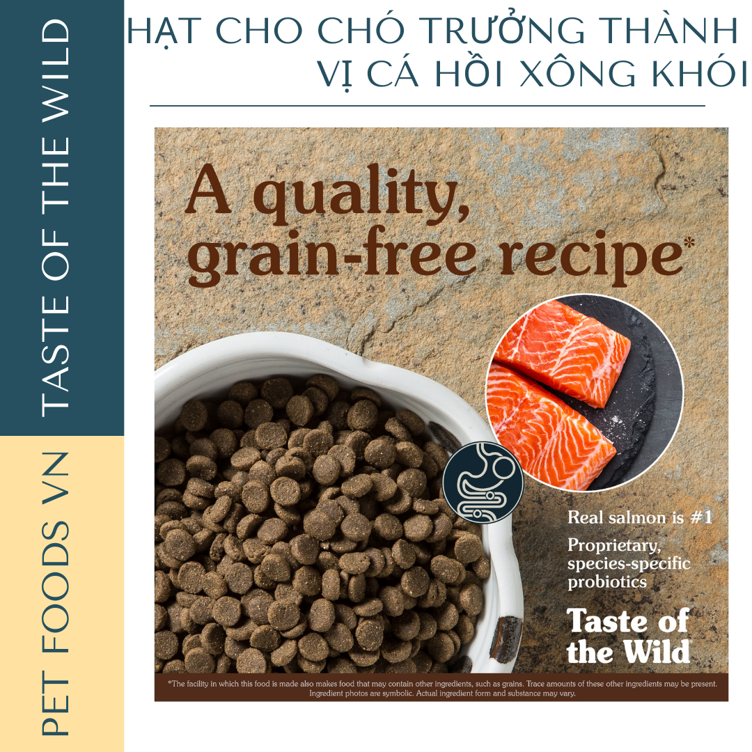 Hạt cho chó trưởng thành TASTE OF THE WILD Pacific Stream vị Cá Hồi Xông Khói