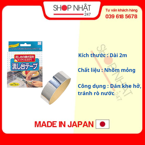 Băng dính nhôm dán kẽ hở ở bếp, bồn rửa bát, bề mặt kim loại nội địa Nhật Bản