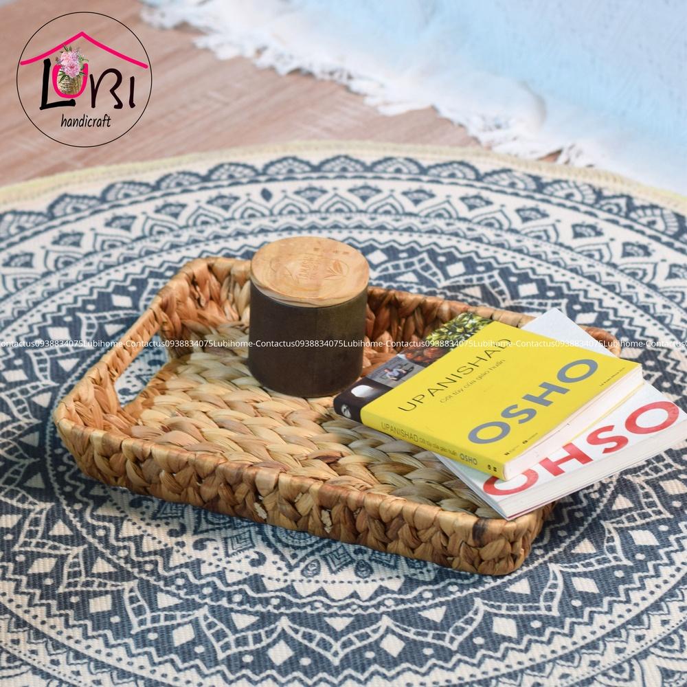 Lubihandicraft - Khay đựng đồ đan lục bình chữ nhật - mộc mạc, thanh lịch