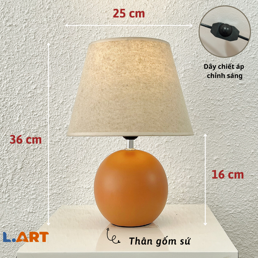 Đèn ngủ thân gốm sứ tròn cam độc đáo DY19889
